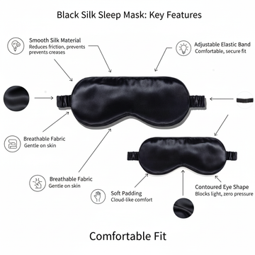 Black Sleep Mask Details Infographic